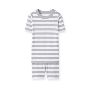 🆕 Hanna Andersson NWT Gray Striped Short John Pajama Set. Size 2